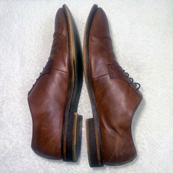 Aston Grey Shoes Mens 13 Grenasien Dress Plain Toe Oxford Brown Leather Lace Up - Picture 5 of 8